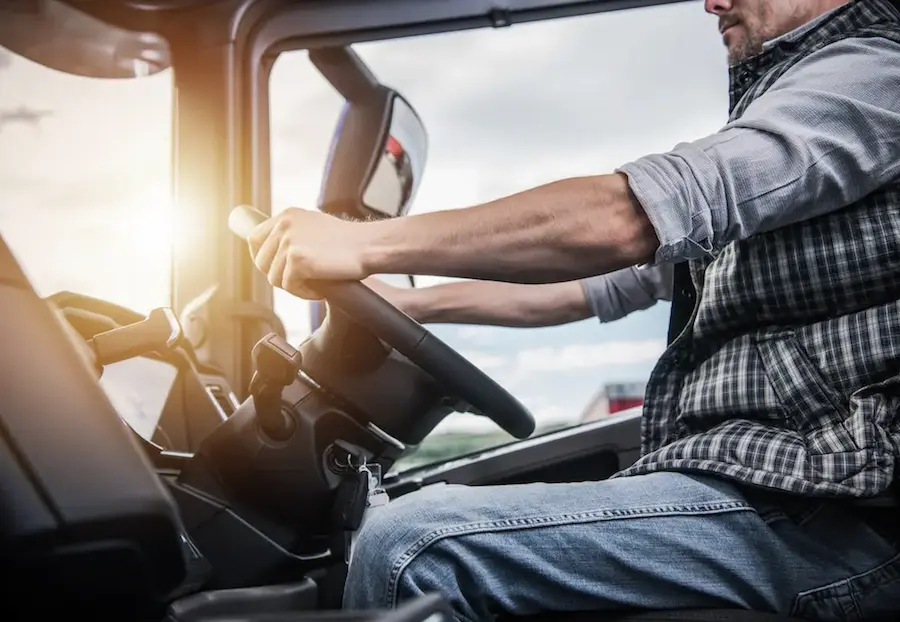 Truck driver with his heavy vehicle