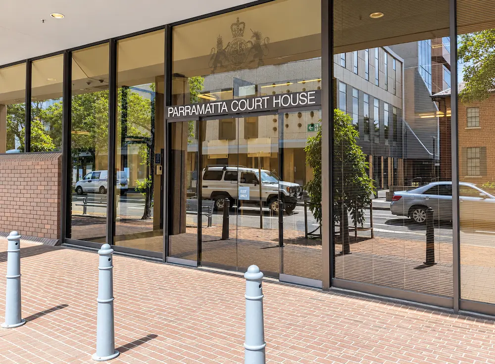 Entrance to Parramatta Court House on George Street, Parramatta