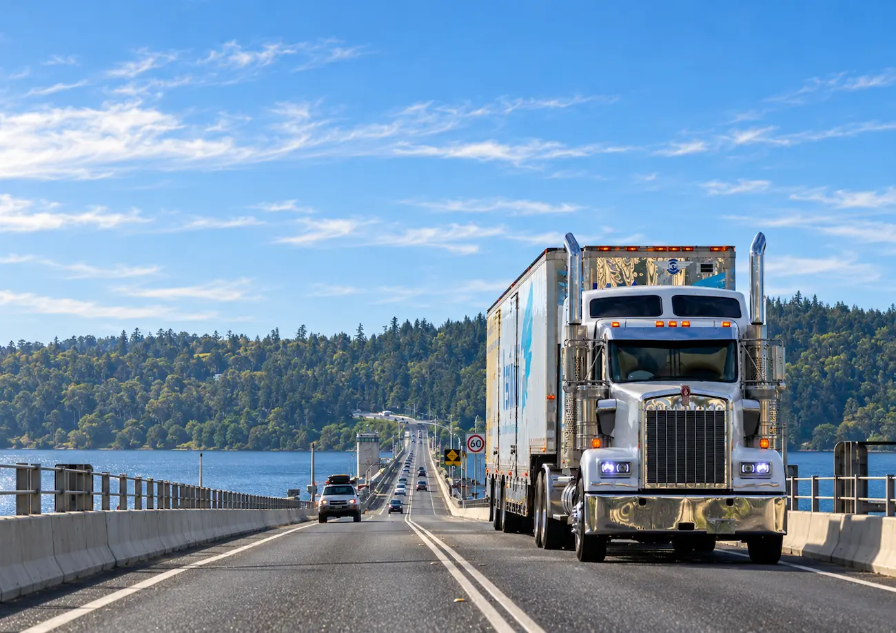 White truck on an Australian bridge