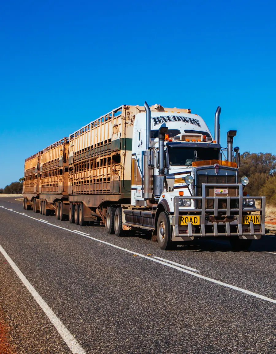 Long road train on an Australian road