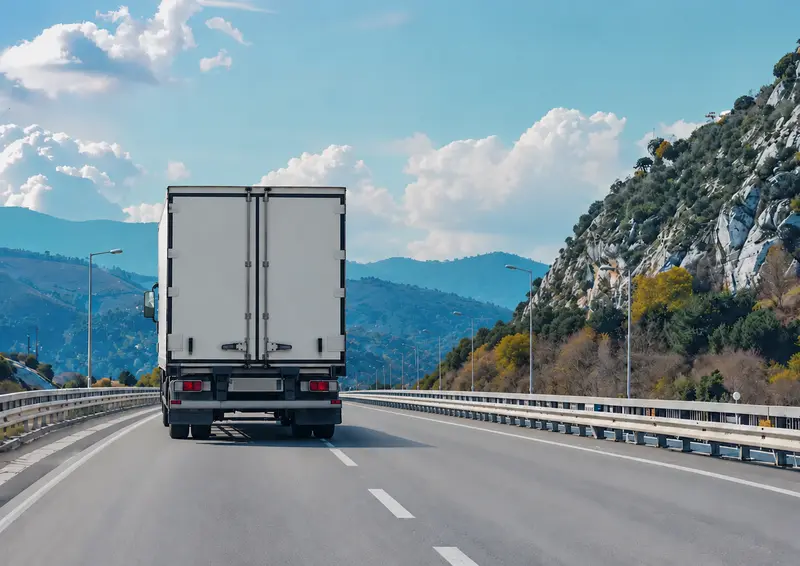 Truck driving on a highway